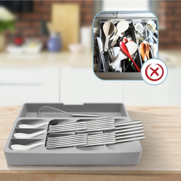 New Silicone 2 in 1 Kitchen Utensil Organizer Expandable